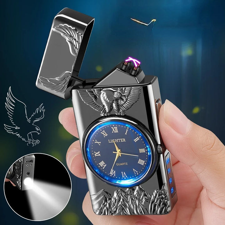 Multifunctional refillable metal lighter, eagle-engraved luminous display!