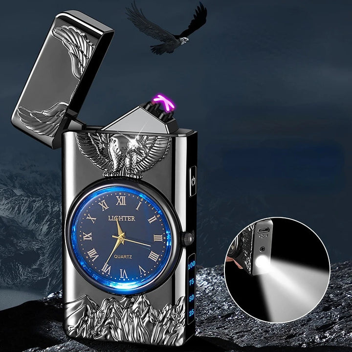 Multifunctional refillable metal lighter, eagle-engraved luminous display!