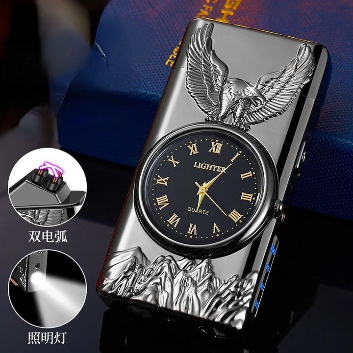 Multifunctional refillable metal lighter, eagle-engraved luminous display!